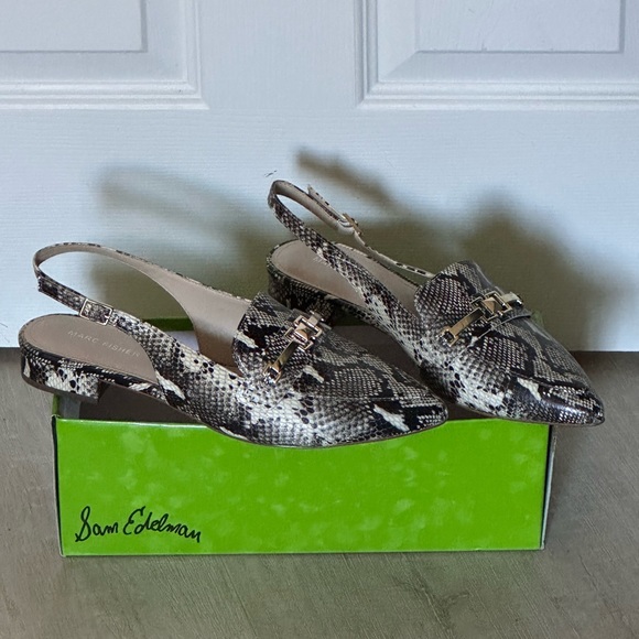 MARC FISHER REPTILE PRINT SLINGBACK FLATS - NWOT - Picture 2 of 8
